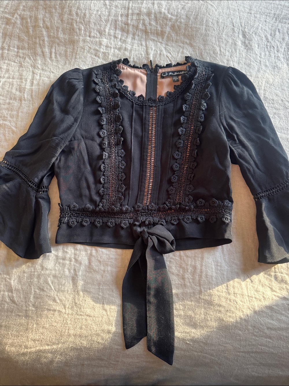For Love & Lemons Cropped Tie-Front Top
